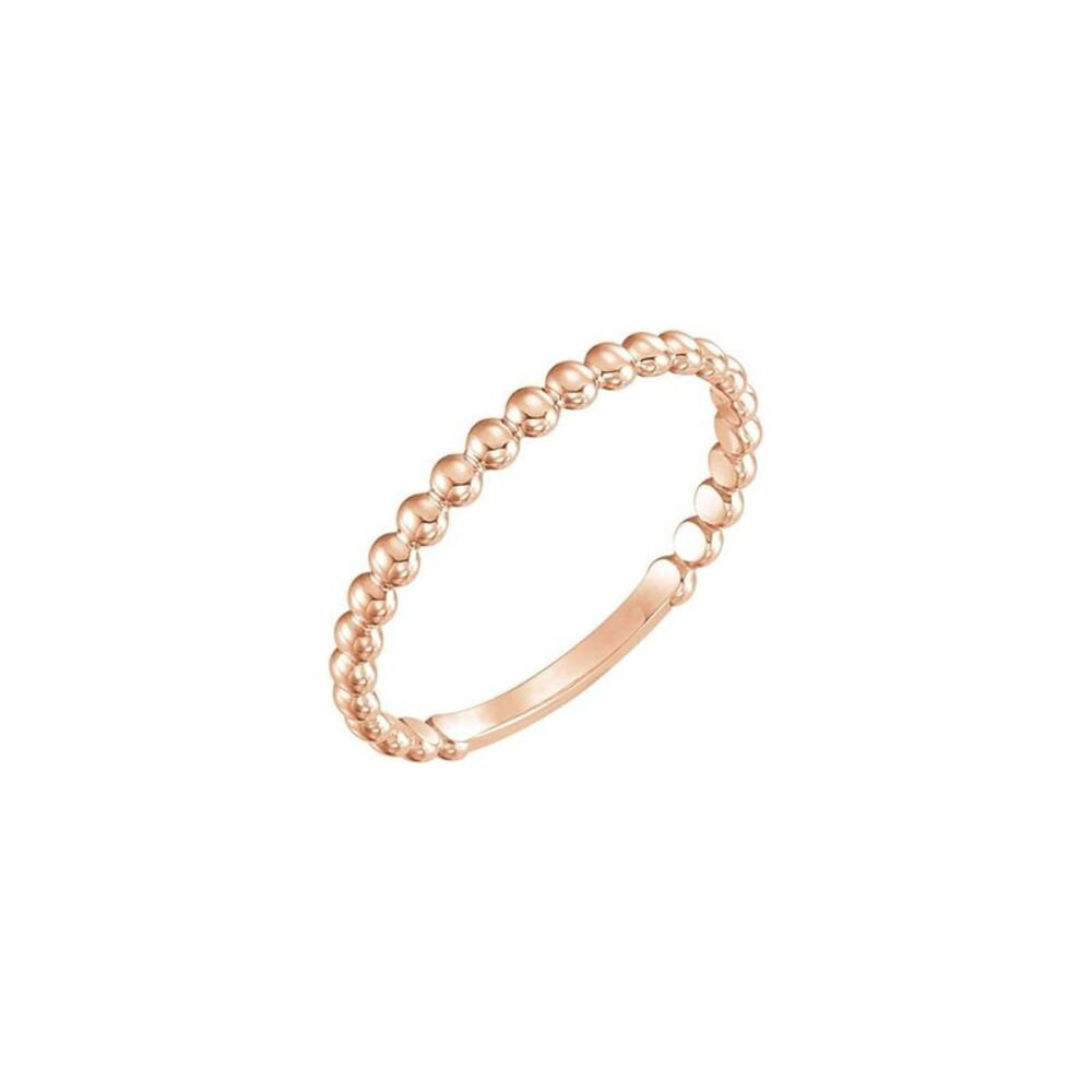 14k Rose Gold Stackable Bead Ring For Anniversary… - image 4